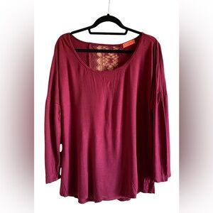Women’s Spoiled Burgundy Lace Panel Top 1X